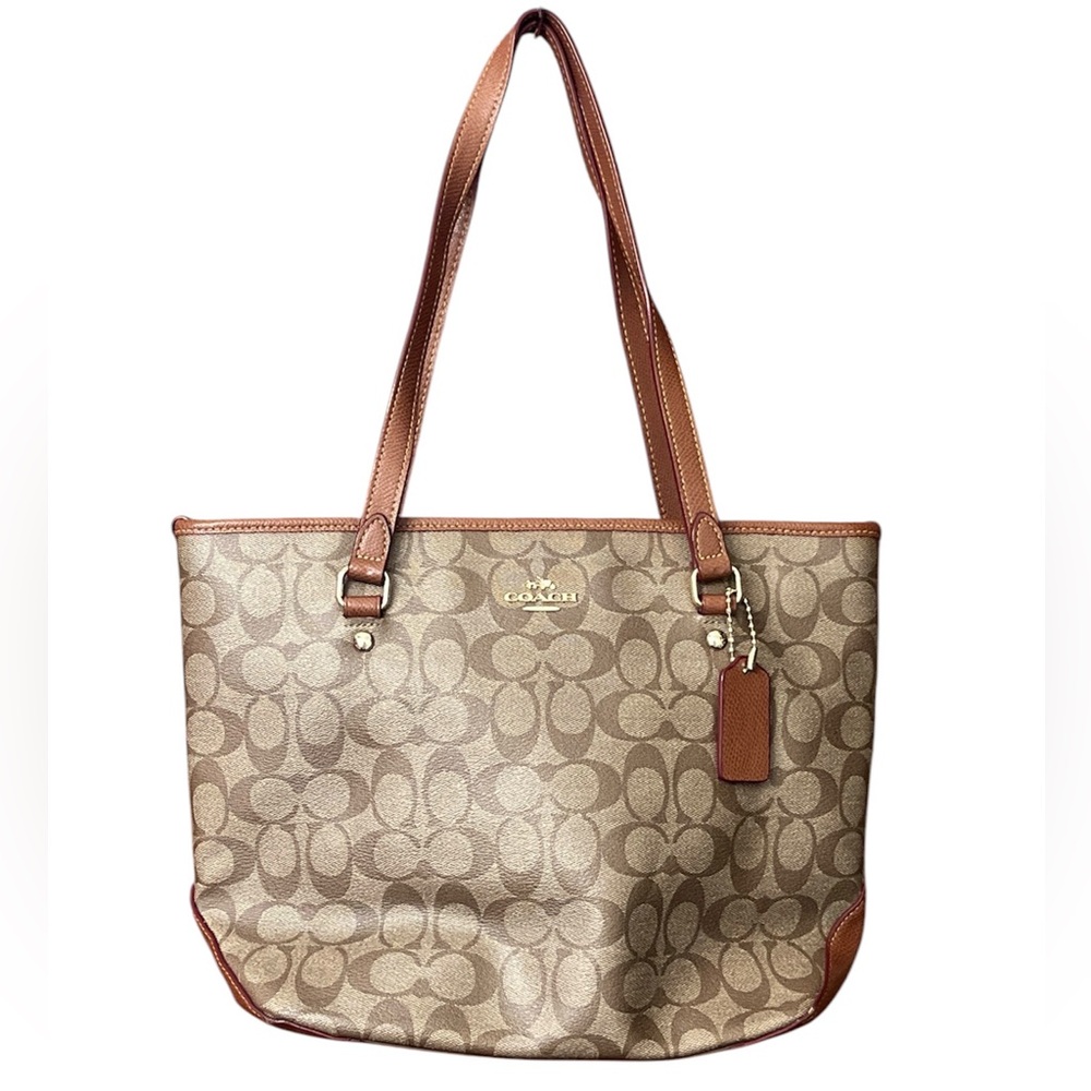 Coach New York Logo Signature Pre-owned Shoulder Bag EUC